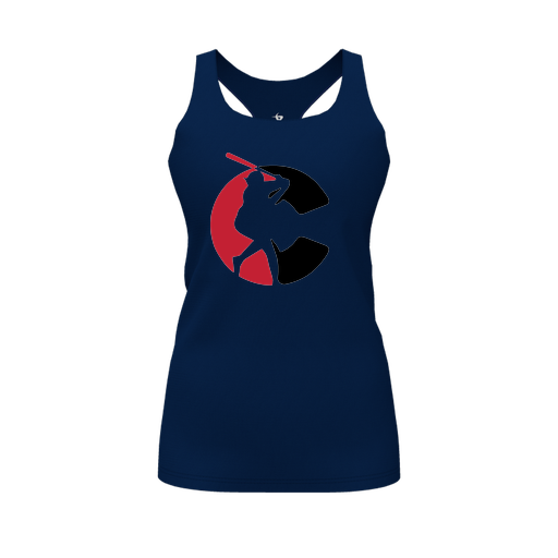 [CUS-DFW-RCBK-PER-NVY-FYS-LOGO1] Racerback Tank Top (Female Youth S, Navy, Logo 1)