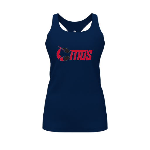 [CUS-DFW-RCBK-PER-NVY-FYS-LOGO2] Racerback Tank Top (Female Youth S, Navy, Logo 2)