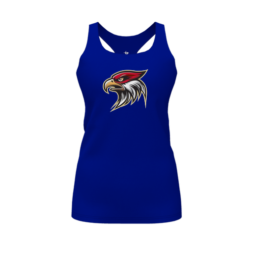 [CUS-DFW-RCBK-PER-RYL-FYS-LOGO1] Racerback Tank Top (Female Youth S, Royal, Logo 1)
