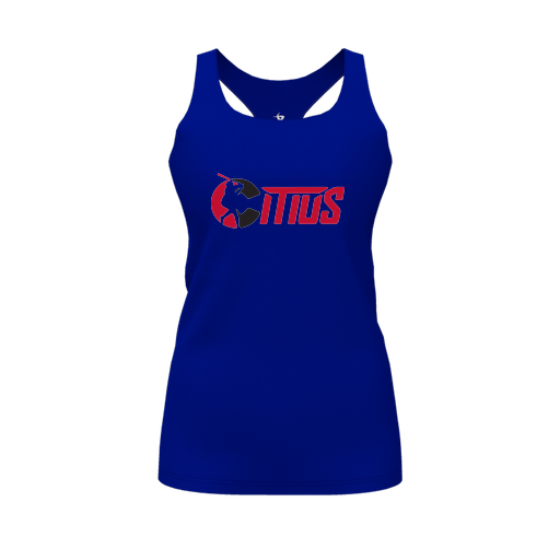 [CUS-DFW-RCBK-PER-RYL-FYS-LOGO2] Racerback Tank Top (Female Youth S, Royal, Logo 2)
