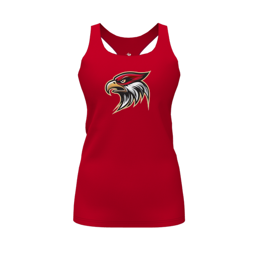 [CUS-DFW-RCBK-PER-RED-FYS-LOGO1] Racerback Tank Top (Female Youth S, Red, Logo 1)