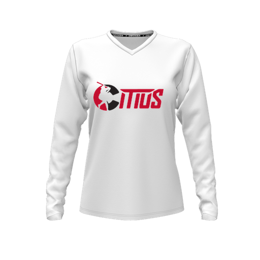 [CUS-DFW-TEES-CMF-VNK-LSL-WHT-FYXS-LOGO2] Comfort T-Shirt (Female Youth XS, White, V Neck, Logo 2, Long Sleeve)