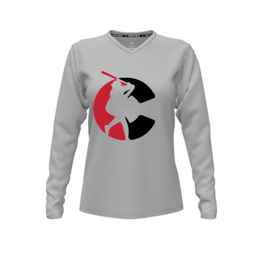 [FTLVPTGY-FYXS-LOGO1] Decker Performance T-Shirt (Female Youth XS, Gray, V Neck, Logo 1, Long Sleeve)