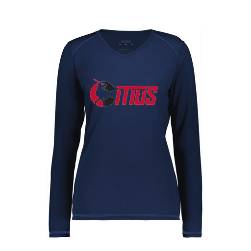 [6847.065.XS-LOGO2] Women's SoftTouch Long Sleeve (Female Adult XS, Navy, Logo 2)