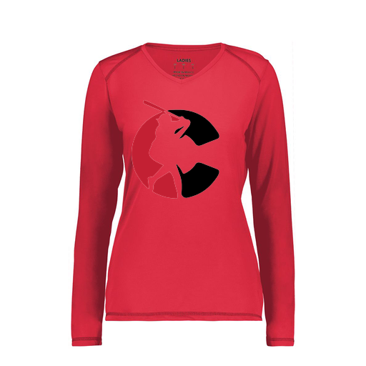 [6847.083.XS-LOGO1] Women's SoftTouch Long Sleeve (Female Adult XS, Red, Logo 1)
