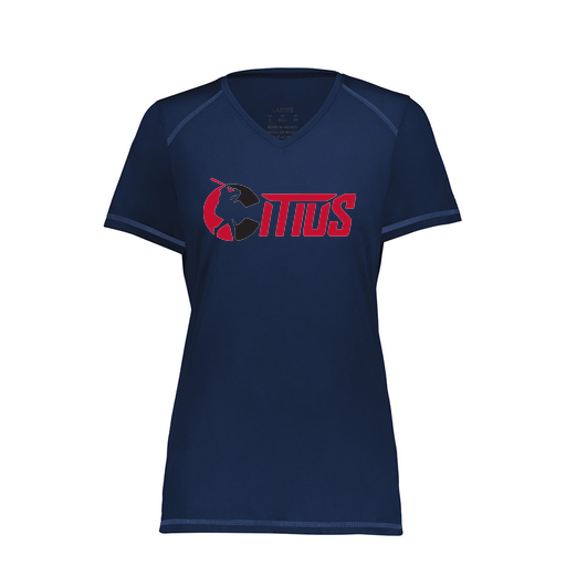 [6844.065.XS-LOGO2] Women's SoftTouch Short Sleeve (Female Adult XS, Navy, Logo 2)