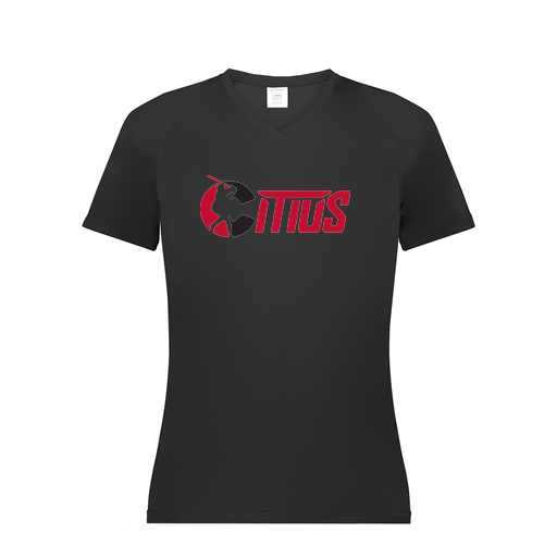 [2792.080.XS-LOGO2] Ladies Smooth Sport V-Neck T-Shirt (Female Adult XS, Black, Logo 2)