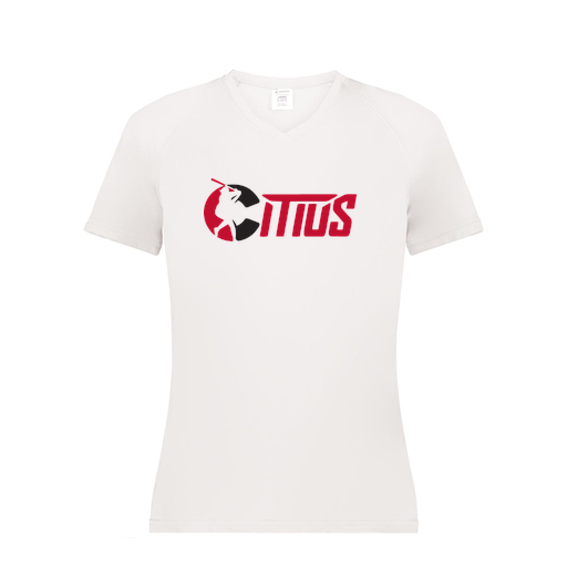 [2792.005.XS-LOGO2] Ladies Smooth Sport V-Neck T-Shirt (Female Adult XS, White, Logo 2)