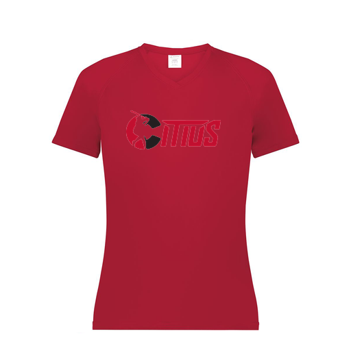 [2792.083.XS-LOGO2] Ladies Smooth Sport V-Neck T-Shirt (Female Adult XS, Red, Logo 2)