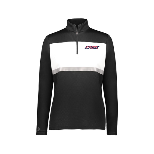 [222791.420.XS-LOGO3] Ladies Bold 1/4 Zip Pullover (Female Adult XS, Black, Logo 3)
