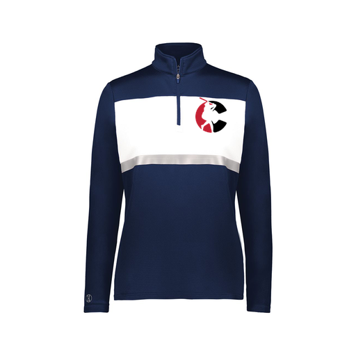 [222791.301.XS-LOGO1] Ladies Bold 1/4 Zip Pullover (Female Adult XS, Navy, Logo 1)