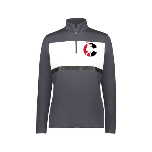 [222791.F52.XS-LOGO1] Ladies Bold 1/4 Zip Pullover (Female Adult XS, Gray, Logo 1)