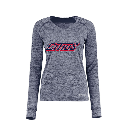[222770.U22.XS-LOGO3] Ladies Electric Long Sleeve Shirt (Female Adult XS, Navy, Logo 3)