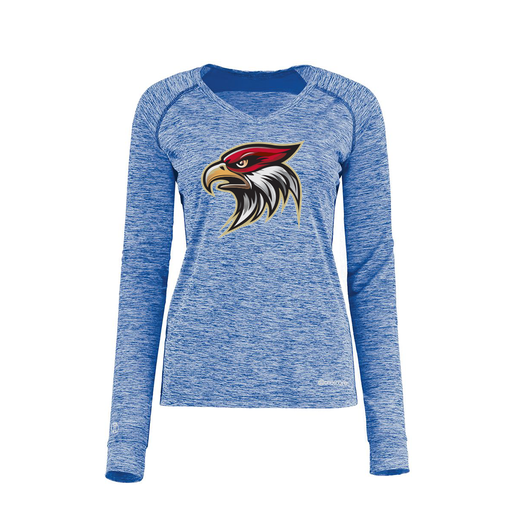 [222770.U55.XS-LOGO1] Ladies Electric Long Sleeve Shirt (Female Adult XS, Royal, Logo 1)