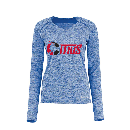 [222770.U55.XS-LOGO2] Ladies Electric Long Sleeve Shirt (Female Adult XS, Royal, Logo 2)