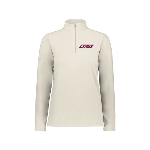 [6864.53T.XS-LOGO3] Ladies MicroFleece 1/4 Zip Pullover (Female Adult XS, White, Logo 3)