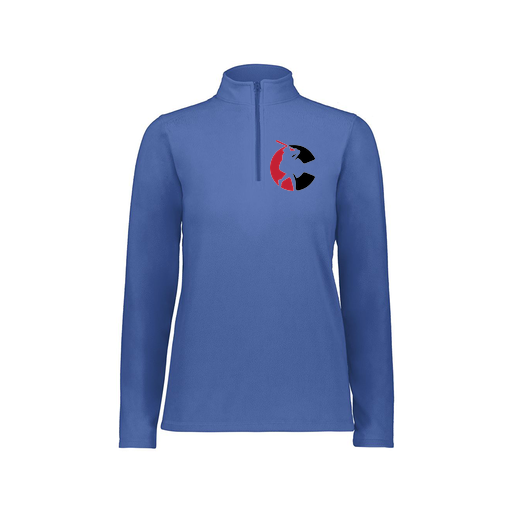 [6864.060.XS-LOGO1] Ladies MicroFleece 1/4 Zip Pullover (Female Adult XS, Royal, Logo 1)