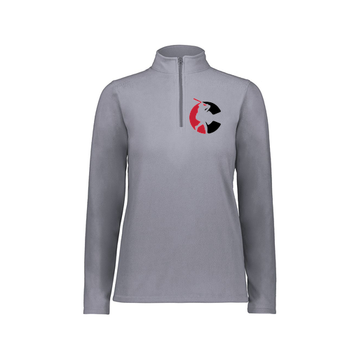 [6864.059.XS-LOGO1] Ladies MicroFleece 1/4 Zip Pullover (Female Adult XS, Gray, Logo 1)
