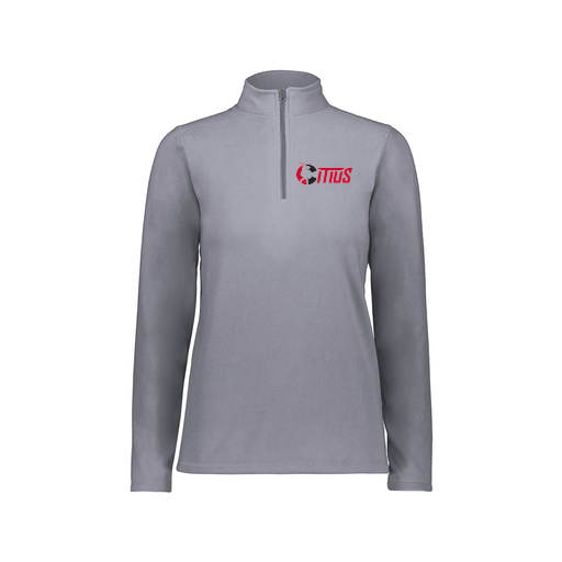 [6864.059.XS-LOGO2] Ladies MicroFleece 1/4 Zip Pullover (Female Adult XS, Gray, Logo 2)