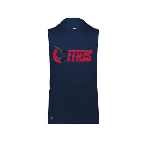 [222590.065.XS-LOGO2] Men's CoolDry Sleeveless Hoodie (Adult XS, Navy, Logo 2)