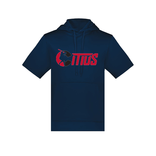 [6871.065.S-LOGO2] Men's Dri Fit Short Sleeve Hoodie (Adult S, Navy, Logo 2)