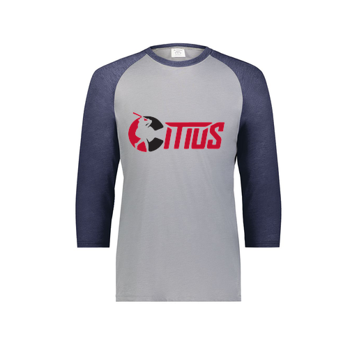 [6879.29V.S-LOGO2] Men's Vintage 3/4 Sleeve T-Shirt (Adult S, Navy, Logo 2)