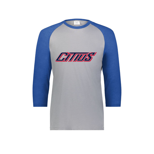 [6879.28V.S-LOGO3] Men's Vintage 3/4 Sleeve T-Shirt (Adult S, Royal, Logo 3)