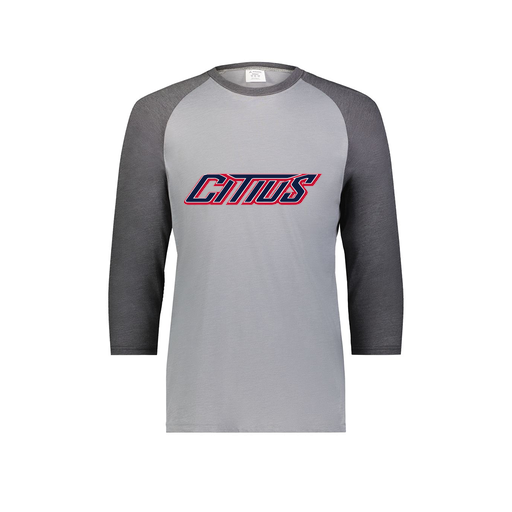[6879.30V.S-LOGO3] Men's Vintage 3/4 Sleeve T-Shirt (Adult S, Gray, Logo 3)