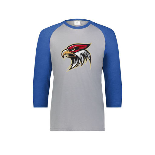 [6880.28V.S-LOGO1] Youth Vintage 3/4 T-Shirt (Youth S, Royal, Logo 1)
