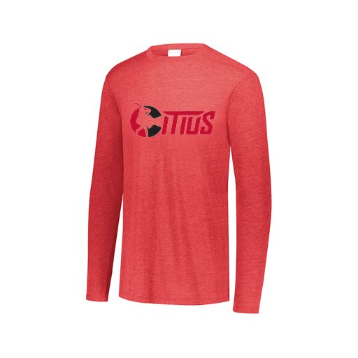 [3075.V96.XS-LOGO2] Decker Men's Tri-Blend T-Shirt - Long Sleeve (Adult XS, Red, Logo 2)