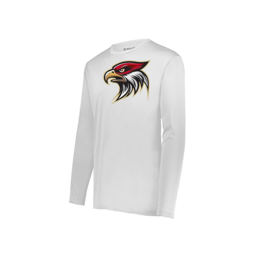[222823.005.S-LOGO1] Youth LS Smooth Sport Shirt (Youth S, White, Logo 1)