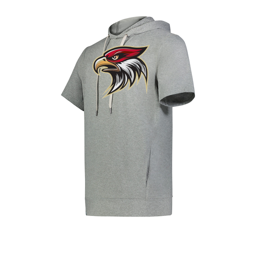 [222605-SIL-YS-LOGO1] YOUTH VENTURA SOFT KNIT SHORT SLEEVE HOODIE (Youth S, Silver, Logo 1)