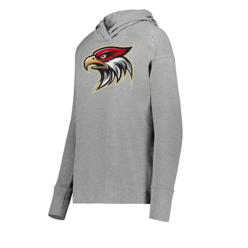 [222798-SIL-FAXS-LOGO1] Ladies Ventura Thin Knit Hoodie (Female Adult XS, Silver, Logo 1)