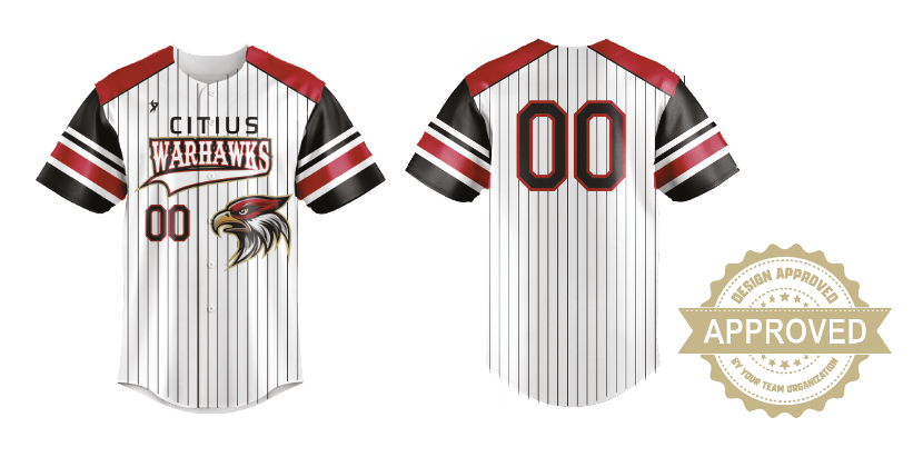 Citius Baseball Organization - White Pinstripe Full Button Jersey